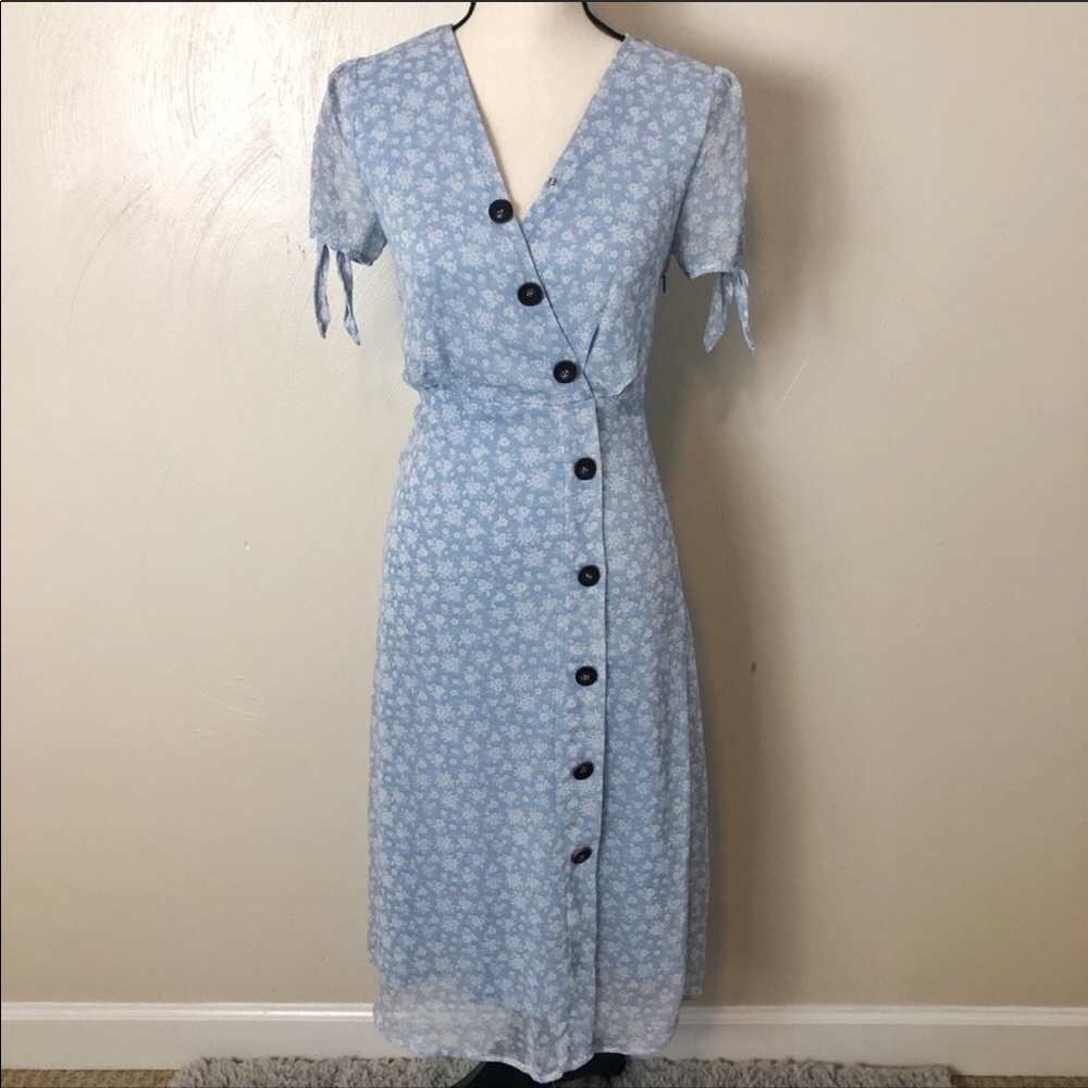 J.O.A | Button Front Crepe Midi Dress | XS